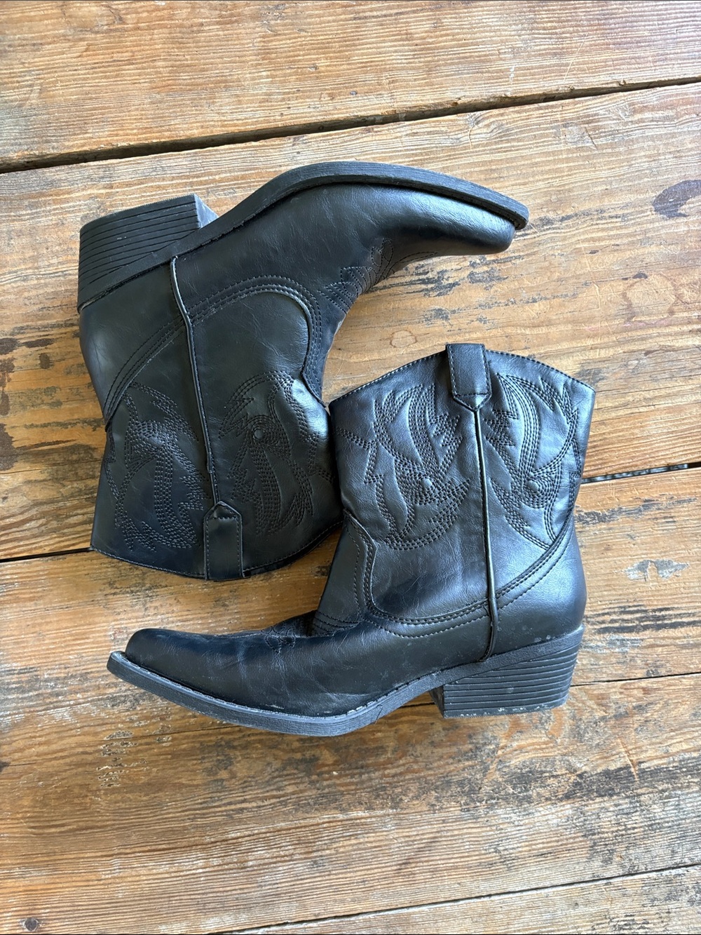 SO Black Western Heeled Ankle Boots